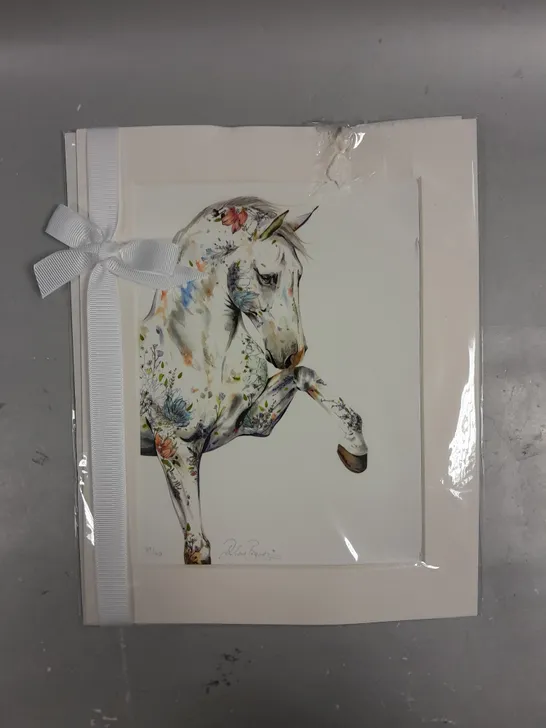 EQUESTRIAN FLOWER PATTERNED WATERCOLOUR LIMITED EDITION PRINT 