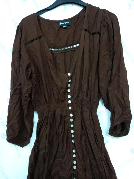 STONE CIRCLE FRILLED DRESS IN BROWN - 10-12