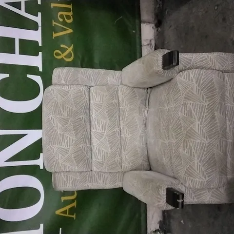 QUALITY DESIGNER BEIGE PATTERNED FABRIC POWER RECLINER ARMCHAIR 