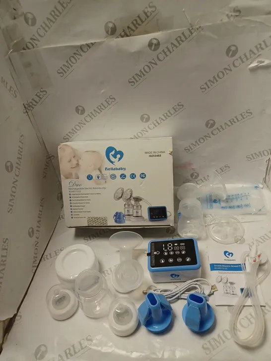 BOXED BELLABABY DOUBLE ELECTRIC BREAST PUMP WITH DIGITAL DISPLAY - MODEL BLA8015-02 - WITH MANY ACCESSORIES AND MANUAL