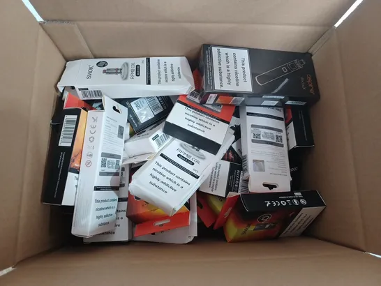 BOX OF APPROX 15 VAPE ACCESSORIES TO INCLUDE - ASPIRE POCKEX VAPE KIT - SMOK MINI V2 S2 - VOOPOO PNP-VM1 ECT