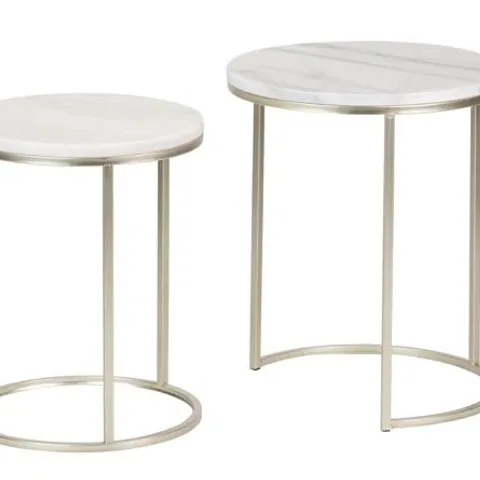 BOXED METAL MARBLE 2 PIECE NEST OF TABLES (1 BOX)