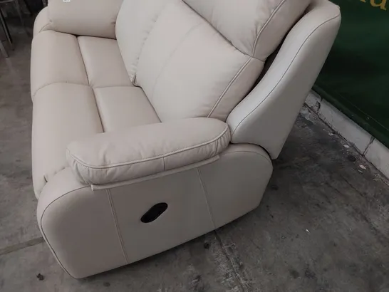 QUALITY BRITISH DESIGNER G PLAN MANUAL RECLINING TWO SEATER SOFA CREAM LEATHER 