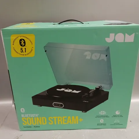 BOXED JAM SOUND STREAM+ BLUETOOTH ENABLED TURNTABLE IN BLACK 