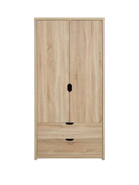 BOXED ASPEN 2 DOOR 2 DRAWER WARDROBE OAK (2 BOXES)