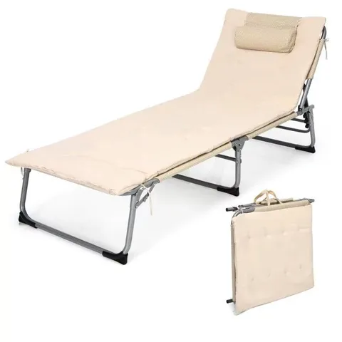 BOXED COSTWAY 4-FOLD OVERSIZE PADDED FOLDING SUN LOUNGER