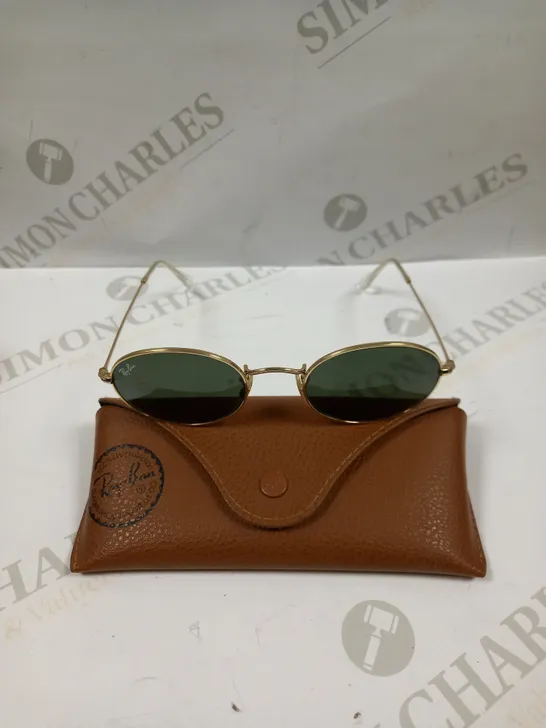 RAY-BAN OVAL POLISHED GOLD SUNGLASSES 