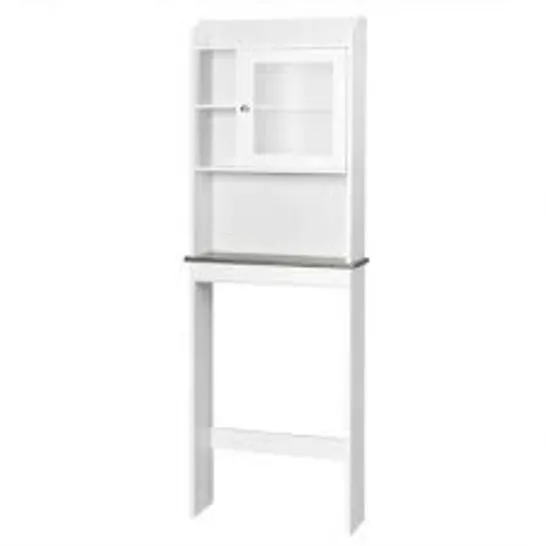 BOXED COSTWAY OVER-THE-TOILET CABINET WITH OPEN SHELVES AND DOOR - WHITE