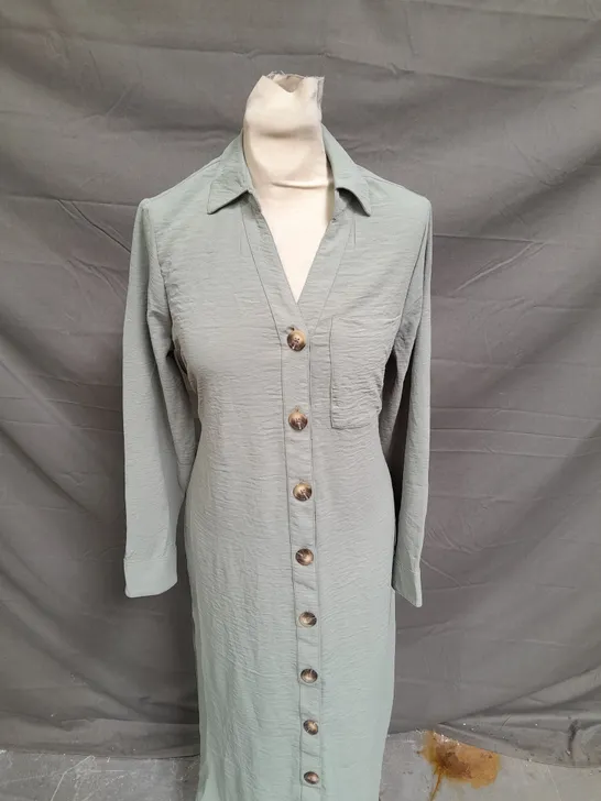 RIVER ISLAND PETITE MINT BUTTON DRESS - UK 8