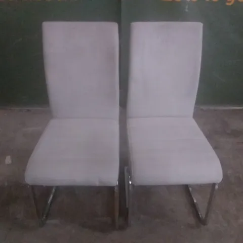 SET OF 2 PERTH GREY VELVET DINING CHAIRS WITH CHROME LEGS