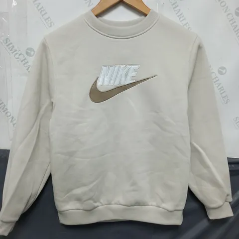 NIKE KIDS RAISED LOGO JUMPER IN CREAM - LARGE