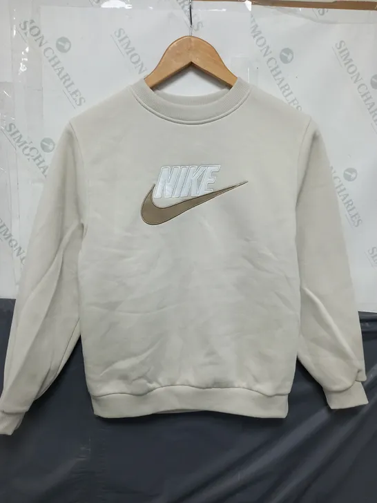 NIKE KIDS RAISED LOGO JUMPER IN CREAM - LARGE