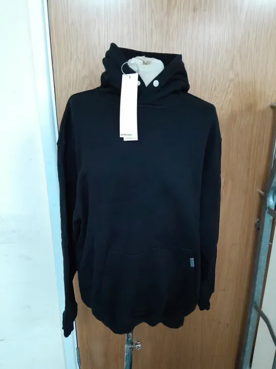 REPRESENT OWNER'S CLUB JERSEY BLANK HOODIE IN JET BLACK SIZE S