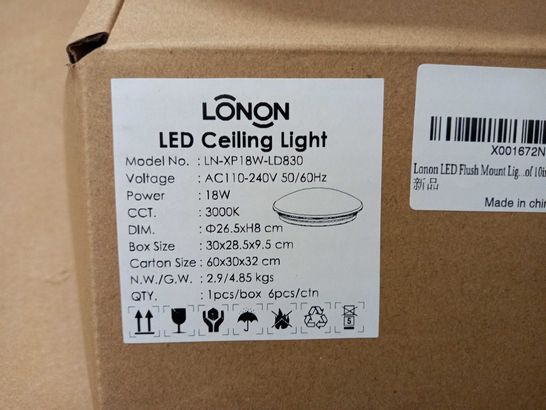 LOT OF 5 BOXED LONON LED CEILING LIGHTS - LN-XP18W-LD830