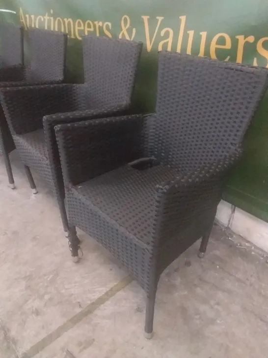 X4 RATTAN EFFECT GARDEN CHAIRS BLACK