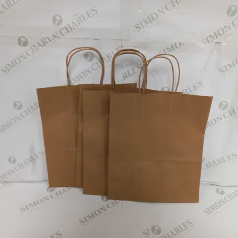 BOX OF APPROX 80 BROWN PAPER BAGS WITH TWISTED CARD HANDLE