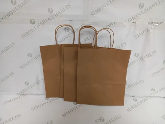 BOX OF APPROX 80 BROWN PAPER BAGS WITH TWISTED CARD HANDLE