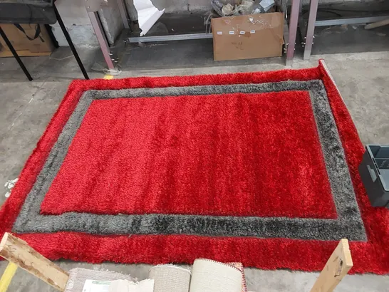 MODERN LARGE SHAGGY RED RUG // 160 X 230CM