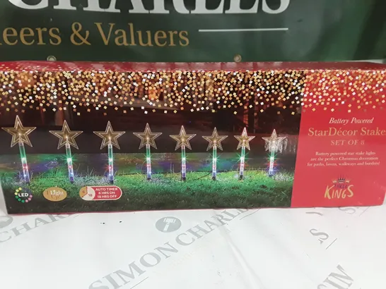 BATTERY POWERED SET OF 8 STAR DECOR STAKES