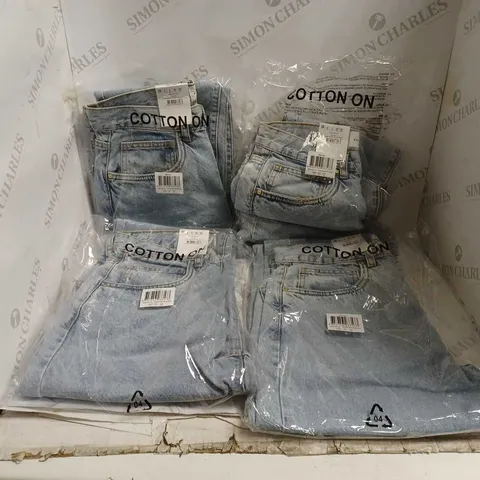 LOT OF APPROXIMATELY 10 PAIRS OF COTTON ON JEANS TO INCLUDE 4 PAIRS OF ROADKNIGHT BLUE RIPPED DAD JEANS AND 6 PAIRS OF LONG STRAIGHT BLACK JEANS