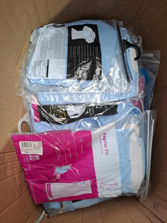 BOX OF APPROXIMATELY 50 ASSORTED SCHOOL SHIRTS IN BLUE ASSORTED SIZES - COLLECTION ONLY