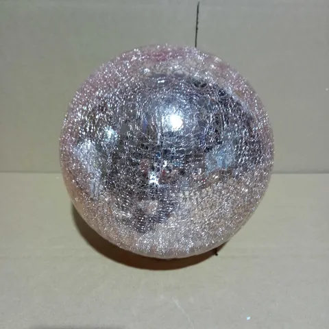 DESIGNER CRACKLE BLUSH PINK GLASS ORNAMENT 