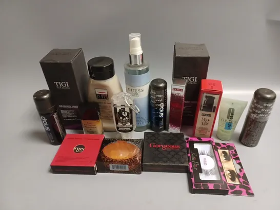 APPROXIMATELY 30 ASSORTED COSMETIC GOODS TO INCLUDE TIGI HAIR REBORN CONDITIONER (250ml), PUPA MADE TO LAST TOTAL COMFORT FOUNDATION (30ml), GORGEOUS PRESSED POWDER, ETC