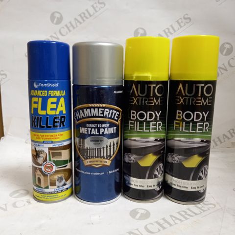 LOT OF APPROXIMATELY 15 ASSORTED AEROSOLS, TO INCLUDE CAR BODY FILLER, METAL PAINT, ETC - COLLECTION ONLY