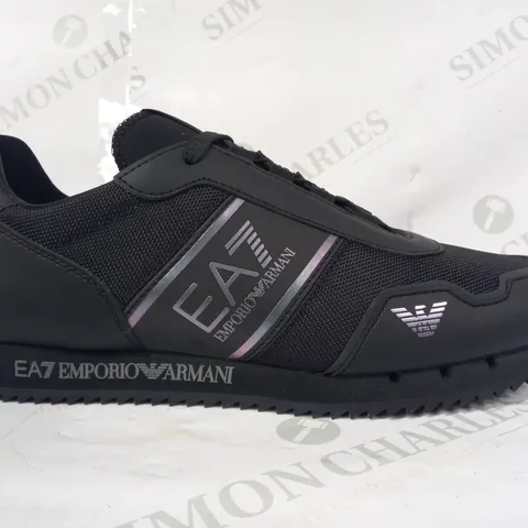 PAIR OF EMPORIO ARMANI TRAINERS IN BLACK/PEARLESCENT COLOUR UK SIZE 10