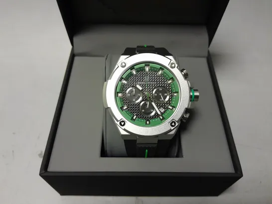 BOXED VONLANTHEN GT CHRONOGRAPH WATCH WITH BLACK DIAL & RUBBER STRAP