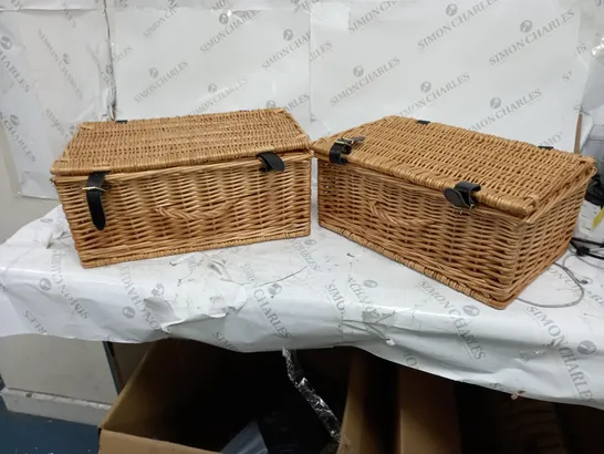 2 STRAPPED WICKER BASKETS