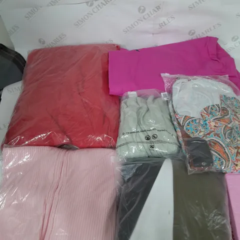 LARGE BOX OF ASSORTED CLOTHING ITEMS TO INCLUDE LINGERIE, DRESSES AND JUMPERS