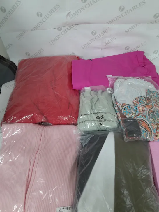 LARGE BOX OF ASSORTED CLOTHING ITEMS TO INCLUDE LINGERIE, DRESSES AND JUMPERS