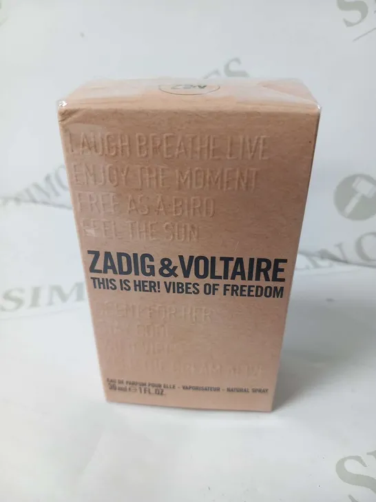BOXED AND SEALED ZADIG AND VOLTAIRE THIS IS HER! VIBES OF FREEDOM EAU DE PARFUM 30ML