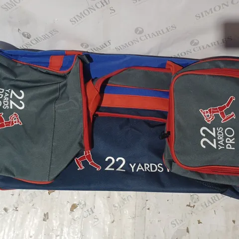 22 YARDS PRO WHEELIE CRICKET BAG IN NAVY/GREY/RED