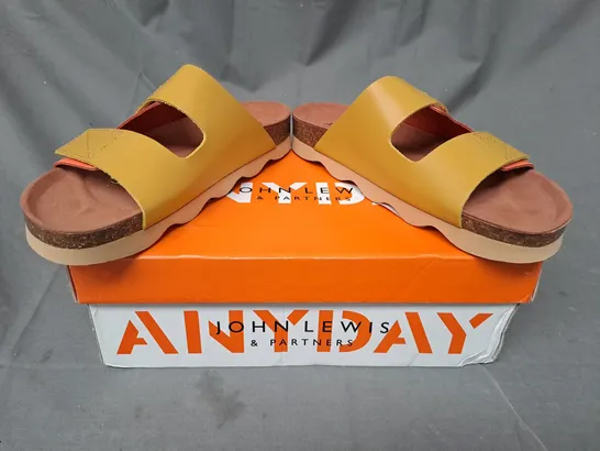 BOXED PAIR OF JOHN LEWIS ANYDAY LIMES OPEN TOE SANDALS IN MULTI ORANGE SIZE 6