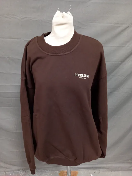 REPRESENT OWNERS CLUB BROWN HEAVY WEIGHT SWEATSHIRT - LARGE