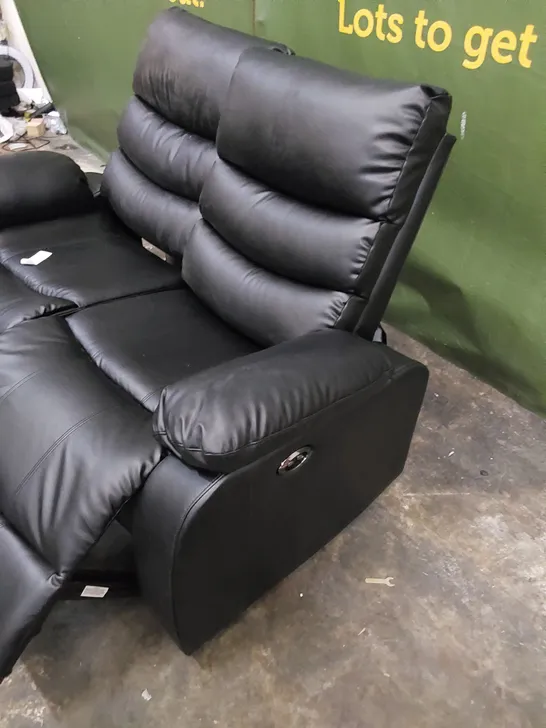 DESIGNER FAUX LEATHER RECLINER SOFA - BLACK 