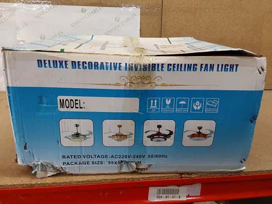 BOXED DELUXE DECORATIVE INVISIBLE CEILING FAN LIGHT (1 BOX)