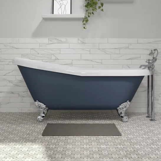 BOXED BRAXENDEN MATT BLUE ROLL TOP SLIPPER BATH 1615X690X730