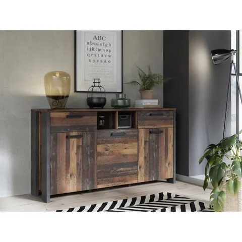 BOXED LANHAM SIDEBOARD - DARK GREY CONCRETE EFFECT (3 BOXES)