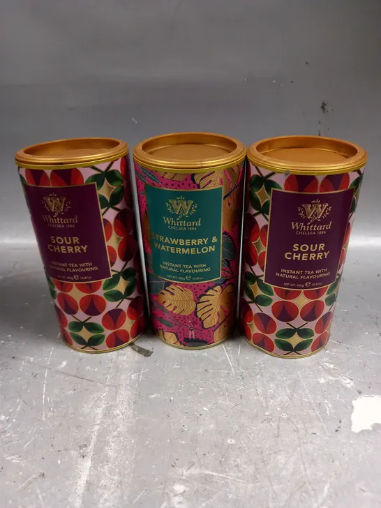 3 X SEALED WHITTARD INSTANT TEA PACKS TO INCLUDE SOUR CHERRY & STRAWBERRY WATERMELON 