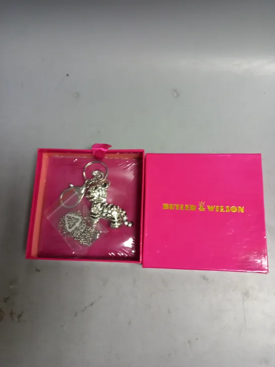 BOXED BUTLER & WILSON SILVER CRYSTAL TIGER AND CHAIN SET