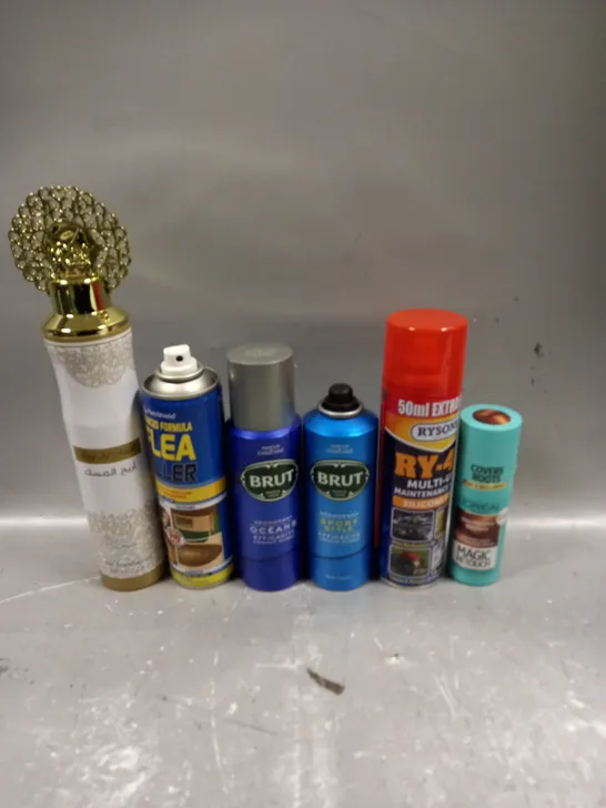 APPROXIMATELY 15 ASSORTED AEROSOLS TO INCLUDE RY-40, BRUT DEODORANT, FLEA KILLER ETC - COLLECTION ONLY 