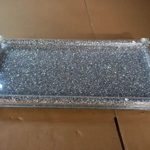 glass glitter tray - 39x18x3cm