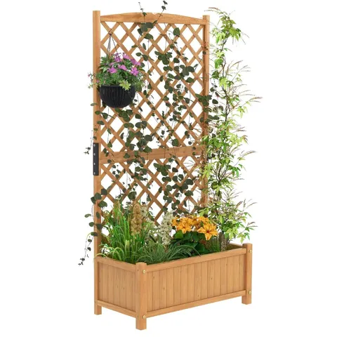 BOXED COSTWAY RAISED GARDEN BED WITH DIAMOND SHAPED TRELLIS (1 BOX)