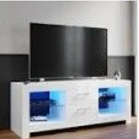 BOXED WHITE HIGH GLOSS LED SIDEBOARD STORAGE TV STAND CUPBOARD CABINET D0114WH (1 BOX)