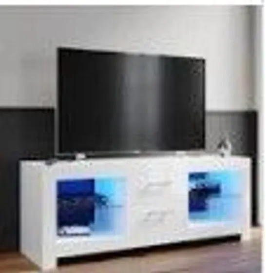 BOXED WHITE HIGH GLOSS LED SIDEBOARD STORAGE TV STAND CUPBOARD CABINET D0114WH (1 BOX)