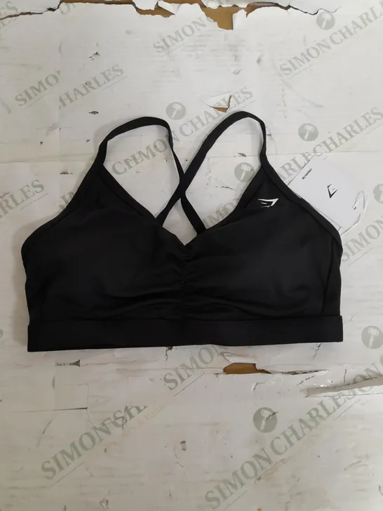 GYMSHARK RUCHED SPORTS BRA IN BLACK - MEDIUM