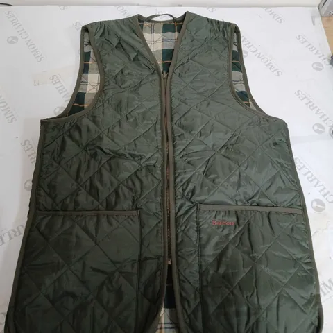 BARBOUR THIN GILET IN GREEN - SIZE 36